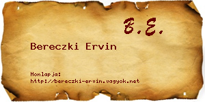 Bereczki Ervin névjegykártya